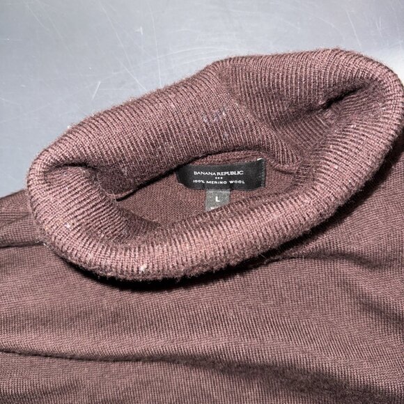 Banana Republic Merino Wool Womens Sweater L Brown Knit Turtleneck Pullover - Picture 3 of 10